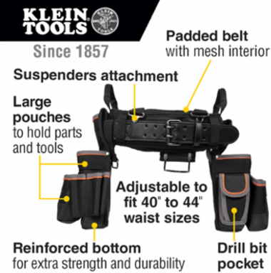 Tradesman Pro™ Electrician's Tool Belt, XL, 40-44 Inch Waist, Rugged 1680d Material