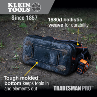 Tradesman Pro™ Lighted Tool Bag, 31 Pockets, 15 Inch, 1680d Ballistic Weave