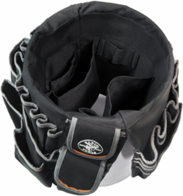 5-Gallon Bucket Tool Bag Organizer with 45 Pockets, Polyester, Black/Gray/Orange Trim