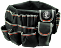 5-Gallon Bucket Tool Bag Organizer with 45 Pockets, Polyester, Black/Gray/Orange Trim