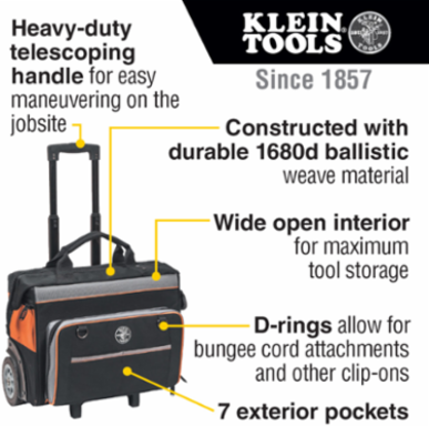 Tradesman Pro™ Rolling Tool Bag, 24 Pockets, 19 Inch, Water Resistant, 200 lb Load Capacity