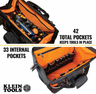 Tradesman Pro™ Wide-Open Tool Bag, 16 Inch, 42 Pockets, 1680d Ballistic Weave
