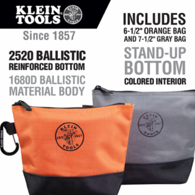 Stand-Up Zipper Bags, 2-Pack, 6-1/2 Inch & 7-1/2 Inch, 1680d Ballistic Nylon