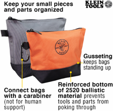 Stand-Up Zipper Bags, 2-Pack, 6-1/2 Inch & 7-1/2 Inch, 1680d Ballistic Nylon
