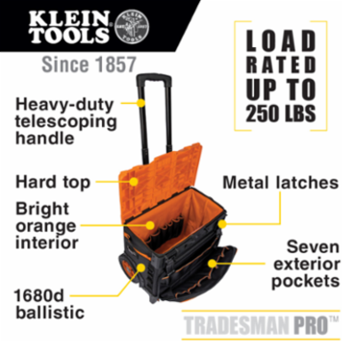 Tradesman Pro™ Rolling Tool Bag, 22 Inch, 250 lbs Capacity, 19 Pockets