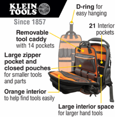 Tradesman Pro Tool Master Backpack, 19.5 Inch, 48 Pockets, Water Resistant
