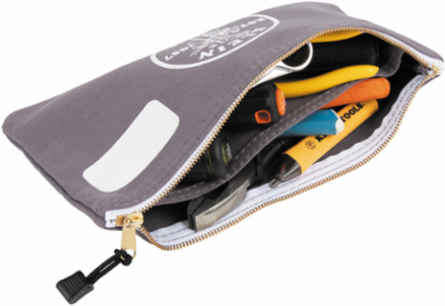 Zipper Bag with Divider, Canvas Tool Pouch, 7-Inch, Gray