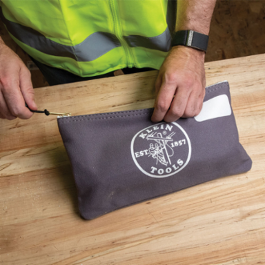 Zipper Bag with Divider, Canvas Tool Pouch, 7-Inch, Gray