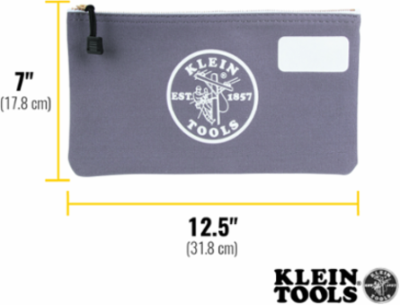 Zipper Bag with Divider, Canvas Tool Pouch, 7-Inch, Gray
