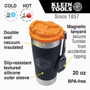 20-Ounce Vacuum Insulated Tumbler with Flip-top Lid, Stainless Steel