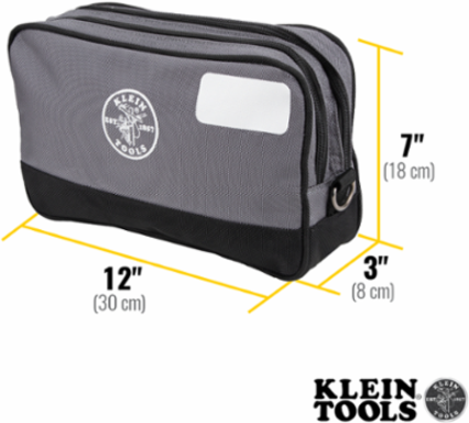 Double Zipper Bag, 12 x 7-Inch, Gray