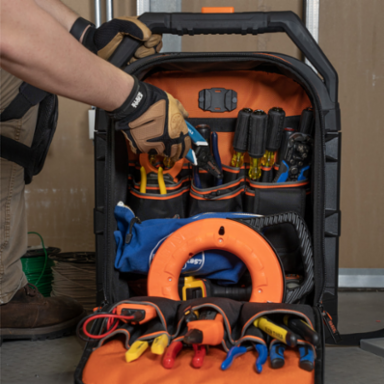 Tradesman Pro Rolling Tool Backpack, 25.5 Inch Height, 28 Pockets, Telescoping Handle