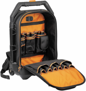 Tradesman Pro Rolling Tool Backpack, 25.5 Inch Height, 28 Pockets, Telescoping Handle