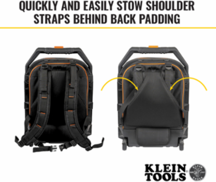 Tradesman Pro Rolling Tool Backpack, 25.5 Inch Height, 28 Pockets, Telescoping Handle