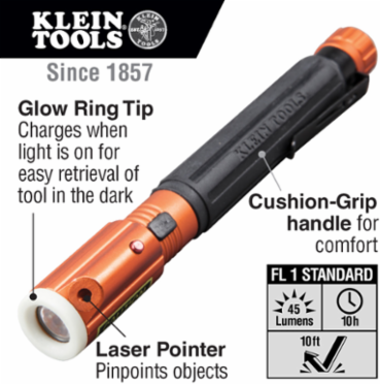 Inspection Penlight with 70 Lumen LED & Class 3R Red Laser Pointer