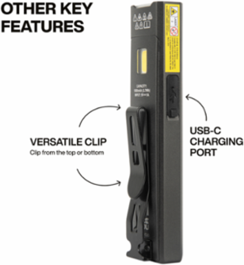 Rechargeable Slim-Profile LED Pocket Flashlight with Laser