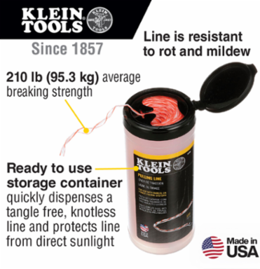 500 Foot Poly Pull Line with Orange Tracer, 210 lb Tensile Strength