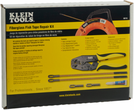 Fiberglass Fish Tape Repair Kit - Includes High Leverage Crimper, 2 Eyelets, 2 Leaders