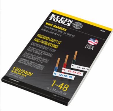 Wire Marker Book 120/240V 3 Phase with 14 Pages, Durable Vinyl Coated Cloth