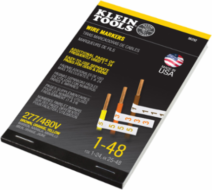 Wire Marker Book, 277/480V 3 Phase, 14 Pages, 0.25 Inch x 1.5 Inch Labels
