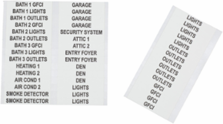 Household Electric Panel Wire Markers, 0.2 x 1.5 Inch Vinyl Labels, 10 Pages