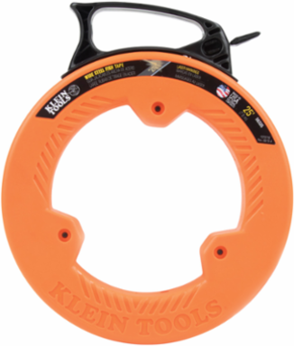 Wide Steel Fish Tape 1/4 Inch x 25 Foot, 60 lb Pull Force, Plastic Slim Tip