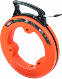 Wide Steel Fish Tape 1/4 Inch x 25 Foot, 60 lb Pull Force, Plastic Slim Tip