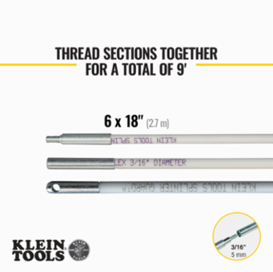Mid-Flex Glow Rod Set, 9 Feet - 6 Rods, 3/16 Inch Diameter, Fiberglass