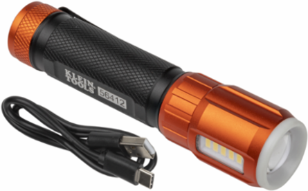 Rechargeable LED Flashlight with Work Light, 500 Lumens, IP66 Water-Resistant