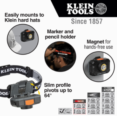 Rechargeable LED Headlamp - 800 Lumens, Adjustable Fabric Strap, Red/White Light