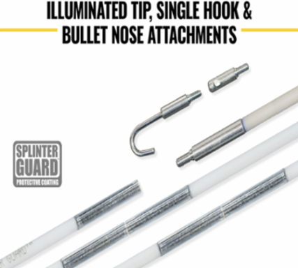 Mid Flex Glow Rod, 30-Foot with 3/16 Inch Diameter, LED Illuminated Tip