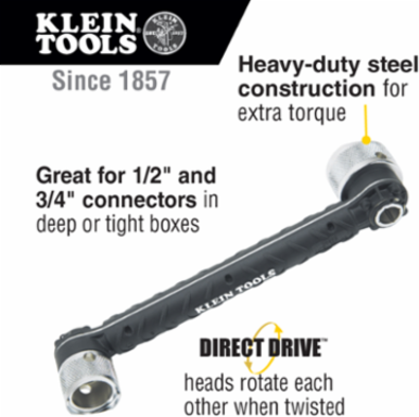 Conduit Locknut Wrench for 1/2 Inch & 3/4 Inch Connectors, Steel Construction