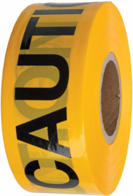 Barricade Warning Tape, Yellow, 3 Inch x 1000 Foot, 2.5 mil Polyethylene