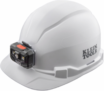 Hard Hat with Rechargeable Headlamp, White, Type 1, Class E, 6.5 to 8 Hat Size