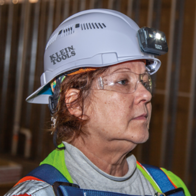 Vented Hard Hat with Rechargeable Headlamp, White, Type 1, 6.5 to 8 Inch Size