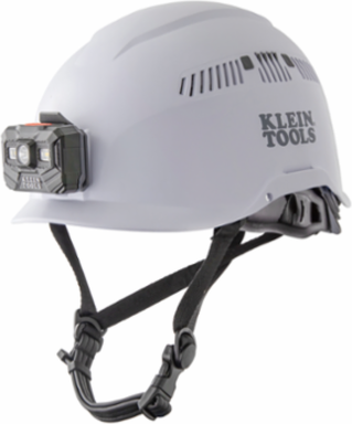 Vented Safety Helmet with Rechargeable Headlamp, 6.2 Inch Height, Type 1, Adjustable Vents
