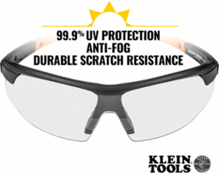 Standard Safety Glasses, Clear Lens, Anti-Fog, UV Protection 99.9%, Lightweight