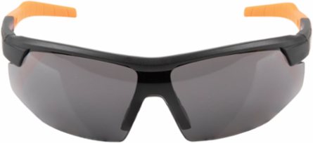 Safety Eyewear, Gray Lens, Anti-Fog, Scratch Resistant, UV Protection, Black/Orange Frame