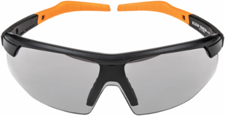 Safety Eyewear, Gray Lens, Anti-Fog, Scratch Resistant, UV Protection, Black/Orange Frame