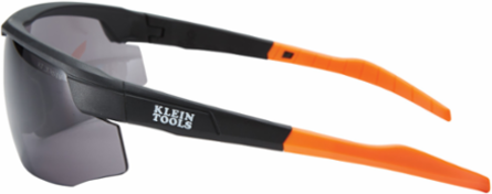 Safety Eyewear, Gray Lens, Anti-Fog, Scratch Resistant, UV Protection, Black/Orange Frame