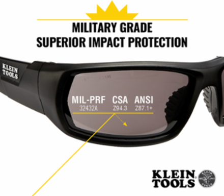 Professional Safety Glasses, Full Frame Gray Lens, UV Protection 99.9%