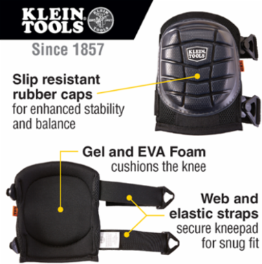 Lightweight Gel Knee Pads, 6 Inch x 5-1/2 Inch, Slip Resistant, Comfortable Fit