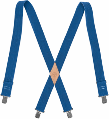 Nylon-Web Adjustable Suspenders, One Size Fits All, 2 Inch Strap Width, Blue