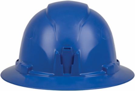 Full Brim Hard Hat, Class E, Blue, 6.5-8 Hat Size, 4-Point Suspension