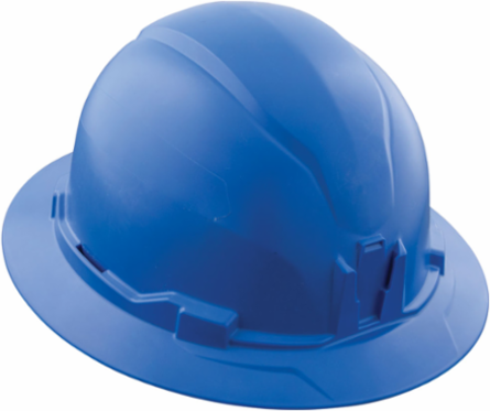 Full Brim Hard Hat, Class E, Blue, 6.5-8 Hat Size, 4-Point Suspension