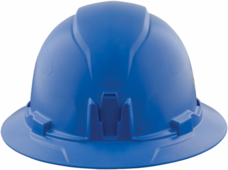 Full Brim Hard Hat, Class E, Blue, 6.5-8 Hat Size, 4-Point Suspension