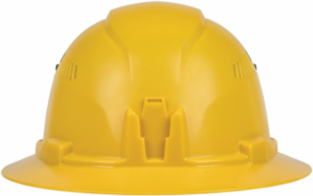 Vented Full Brim Hard Hat, Yellow, 6.5" to 8" Hat Size, Adjustable Ventilation