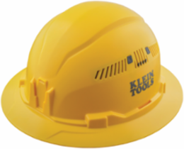 Vented Full Brim Hard Hat, Yellow, 6.5" to 8" Hat Size, Adjustable Ventilation