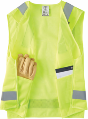 High-Visibility Reflective Safety Vest XL, ANSI Type R Class 2, 8 Pockets