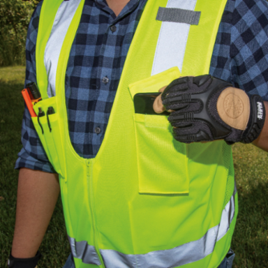 High-Visibility Reflective Safety Vest XL, ANSI Type R Class 2, 8 Pockets
